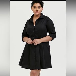 Torrid poplin shirt dress 4x new black